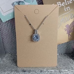 Square pendant with cz halo and cz diamond